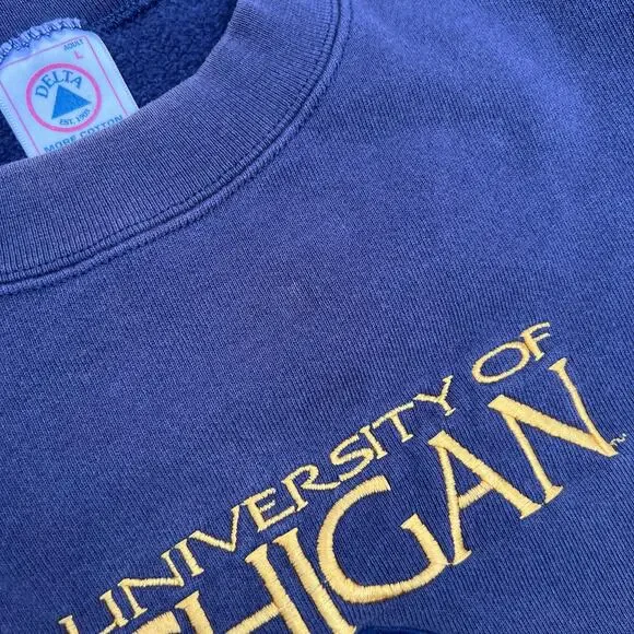 Vintage University Michigan Wolverines Crewneck Sweatshirt L College USA Faded - Picture 6 of 12